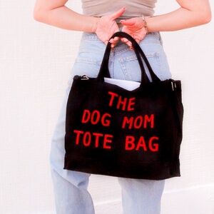 Louadore The Dog Mom Tote Bag Black and Red